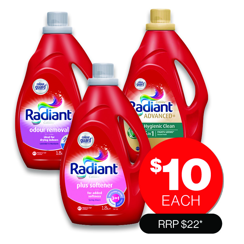 Radiant Laundry Liquid 2L Assorted $10ea RRP $22.00*