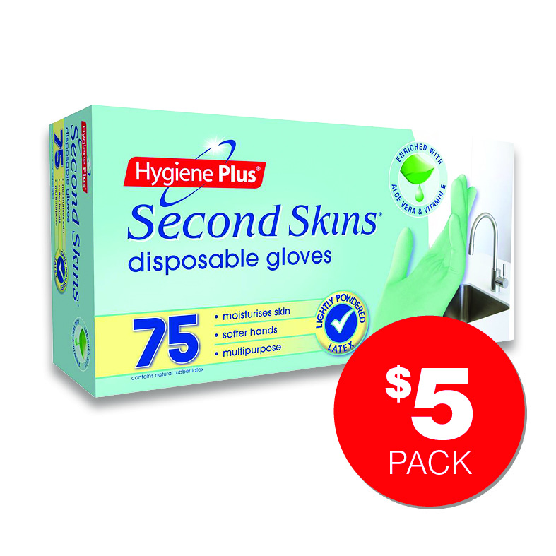 Hygiene Plus Second Skins Disposable Gloves 75Pk  $5pk