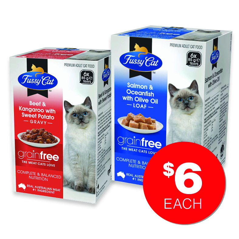 Fussy Cat Salmon Fishoil 6PK and Fussy Cat Beef Kangaroo 6PK $6.00 each