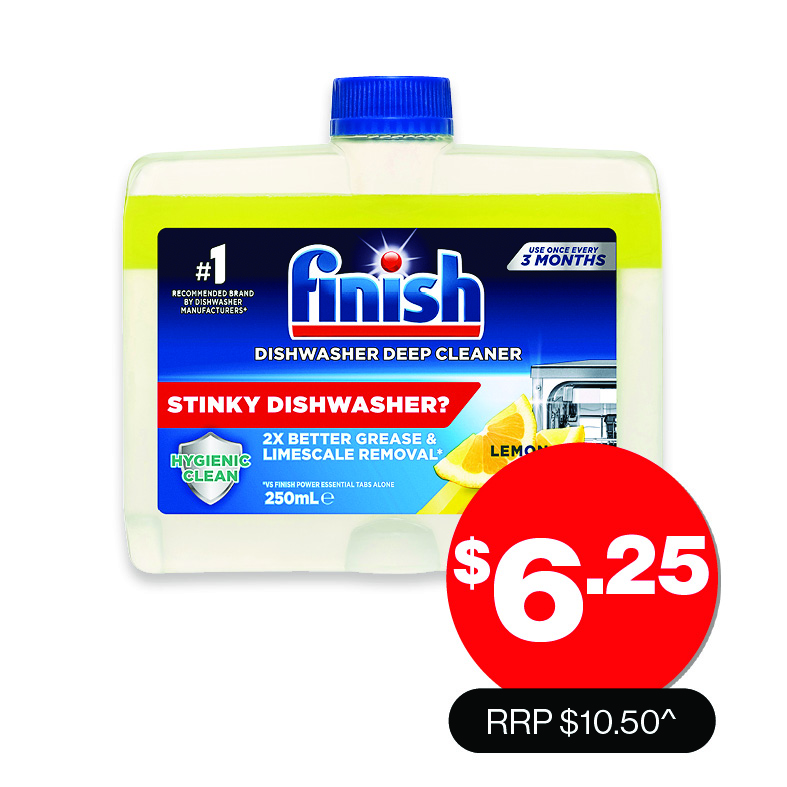 Finish  Dishwasher Cleaner Lemon 250mL  $6.25  RRP $10.50