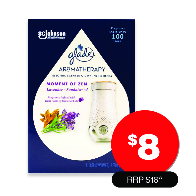 Glade  Aromatherapy Electric Warmer+Refill 20mL  $8 RRP $16.00^