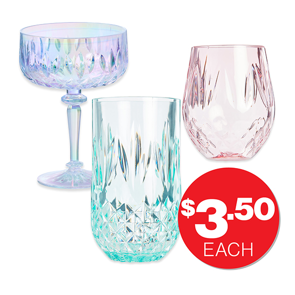 Carington Stemless Wine Glass Carington Tumbler 440mL Carington Coupe 350mL  $3.50ea