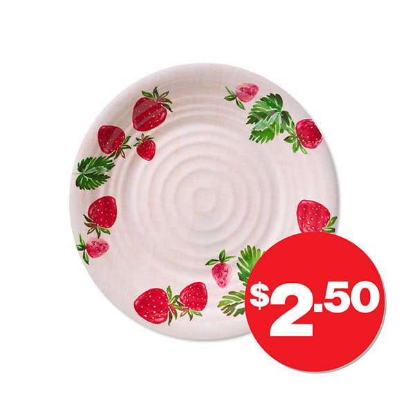 Strawberry Fields Melamine Dinner Plate  $2.50