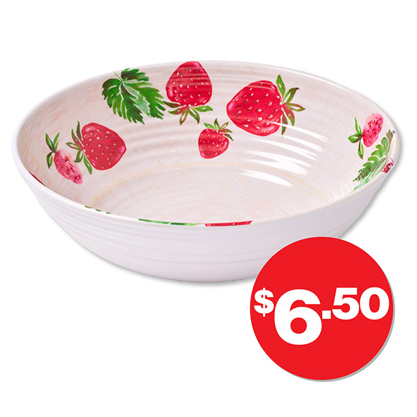 Strawberry Fields Melamine Serving Bowl  $6.50