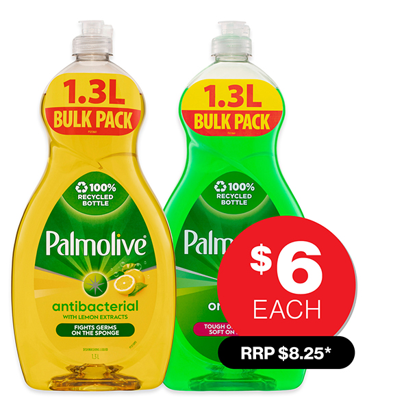 Palmolive Dishwashing Liquid  Assorted 1.3L  $6ea RRP $8.25*