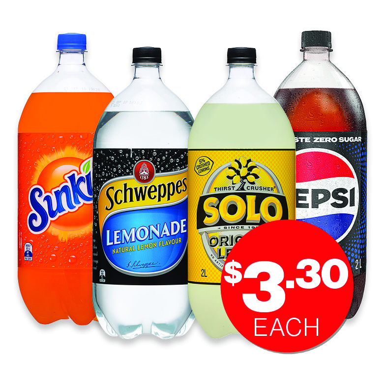 2L Soft Drink Assorted  $3.30ea