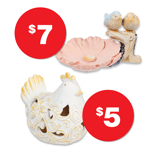 Resin Chicken Ornament $5 Birds on Flower Ornament $7