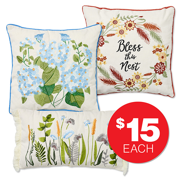 Embroided Cushion Assorted  $15ea