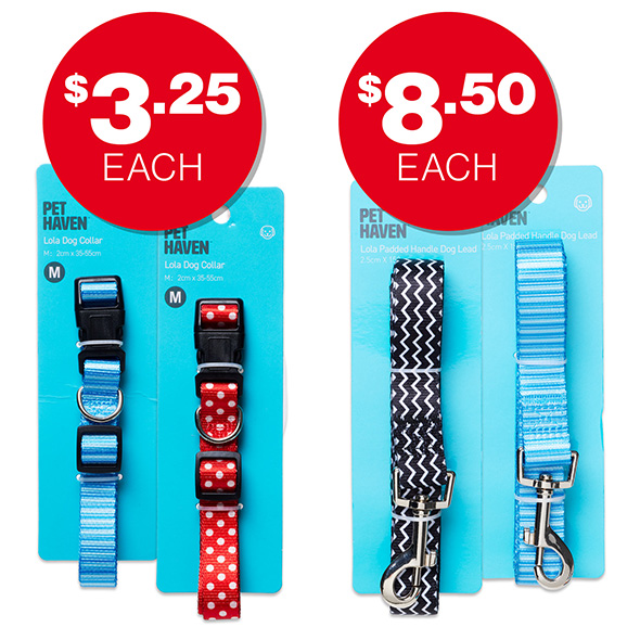 Assorted Dog Collars $3.25ea and Assorted Dog Lead $8.50ea