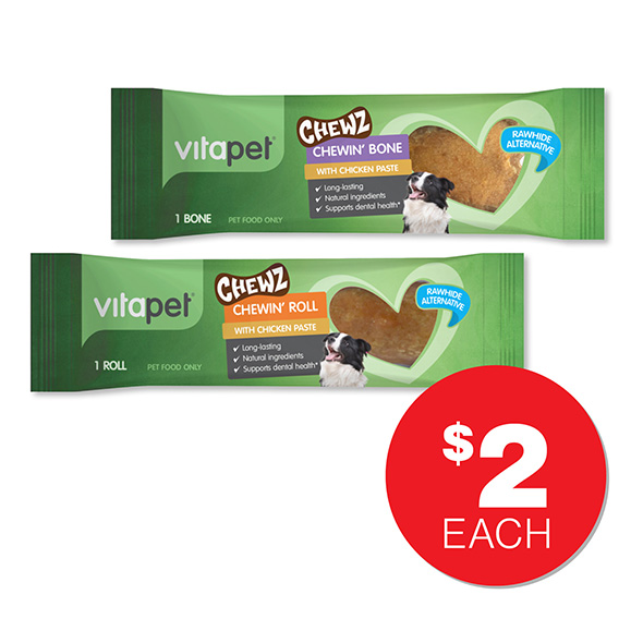 Vita Pet Chewin Bone  or Roll with Chicken Paste  $2ea