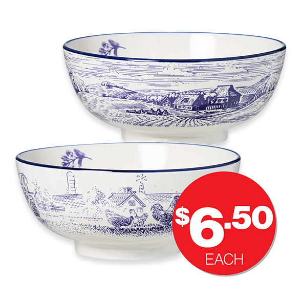 Farmhouse Bowl 21cm Assorted  $6.50ea