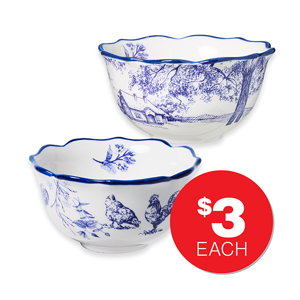 Farmhouse Bowl Assorted 11cm  $3ea