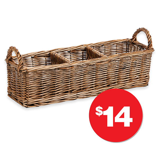 Sectioned Willow Straw Narrow Basket  $14