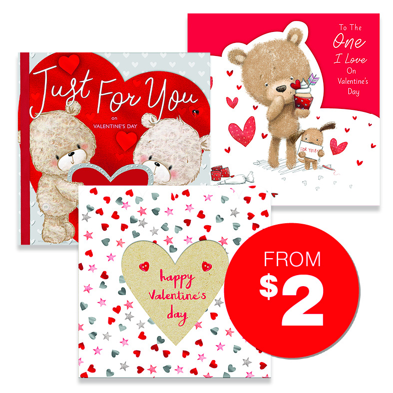 Valentine’s Day Cards Assorted  from $2-$4 More designs in store from $1