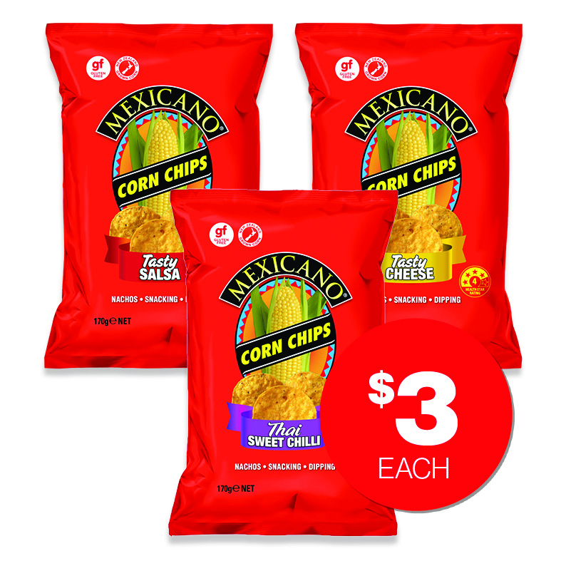 Mexicano Corn Chips 170g  $3ea