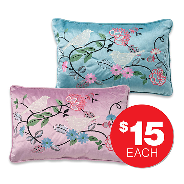 Rectangular Embroided Cushion  Lavender/Blue  $15ea