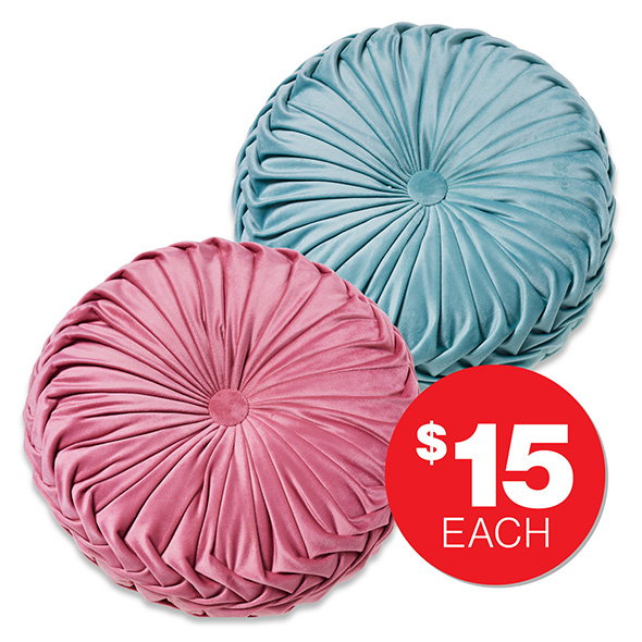 Round Pleated Cushion  Pink/Blue  $15ea