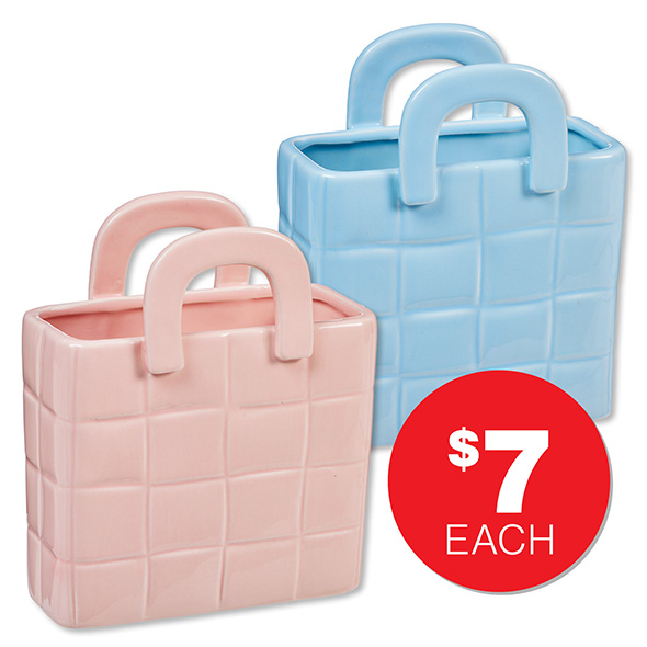 Handbag Vase Pink/Blue  $7ea