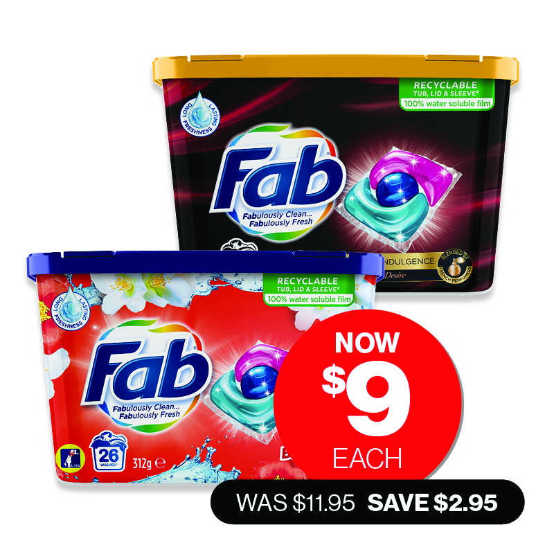 Fab Laundry Capsules Assorted 26pk 