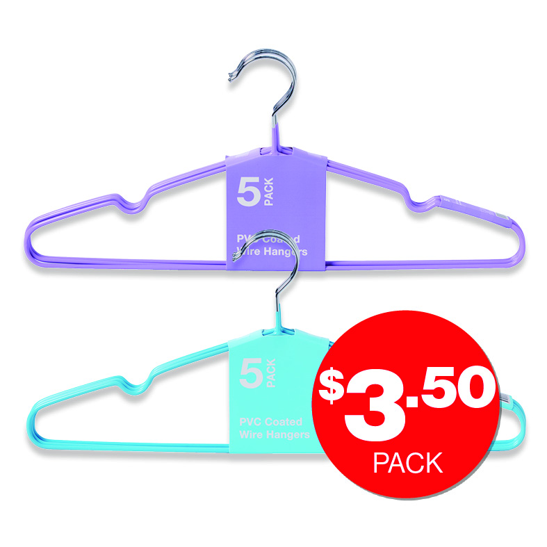 PVC Hangers Assorted 5pk  $3.50ea