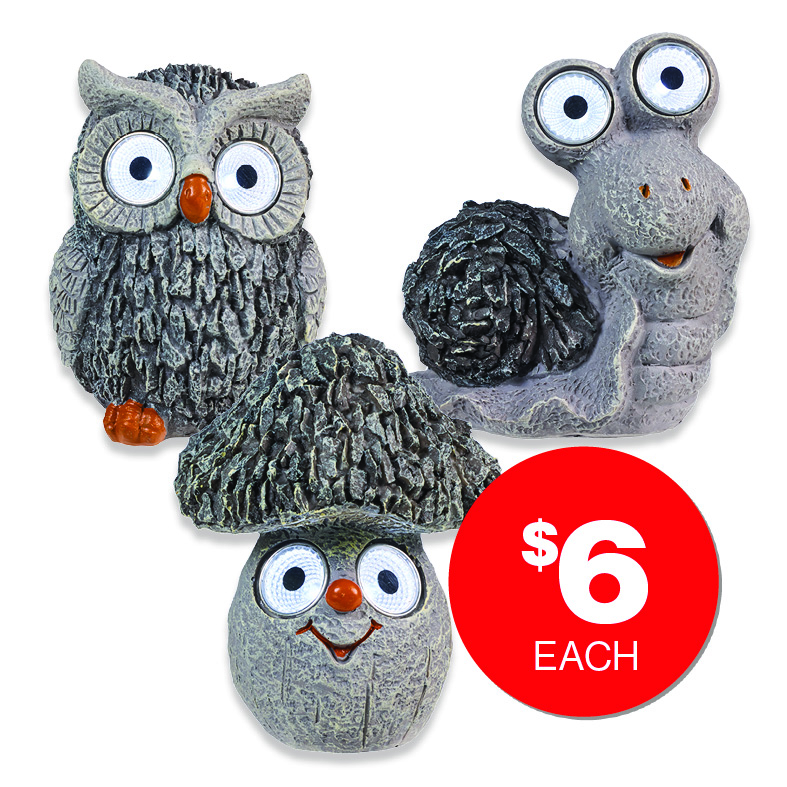 Stone-Look Animal Solar Light Assorted  $6ea