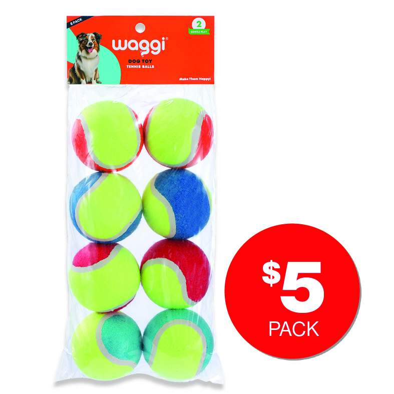 Waggi  Tennis Balls 2 Tone 6cm 8pk  $5pk