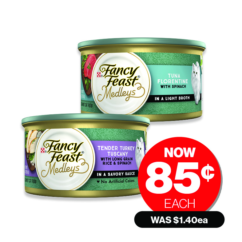 Fancy Feast  Medleys Assorted 85g  WAS $1.40 NOW $0.85 Offer ends 11/03/25