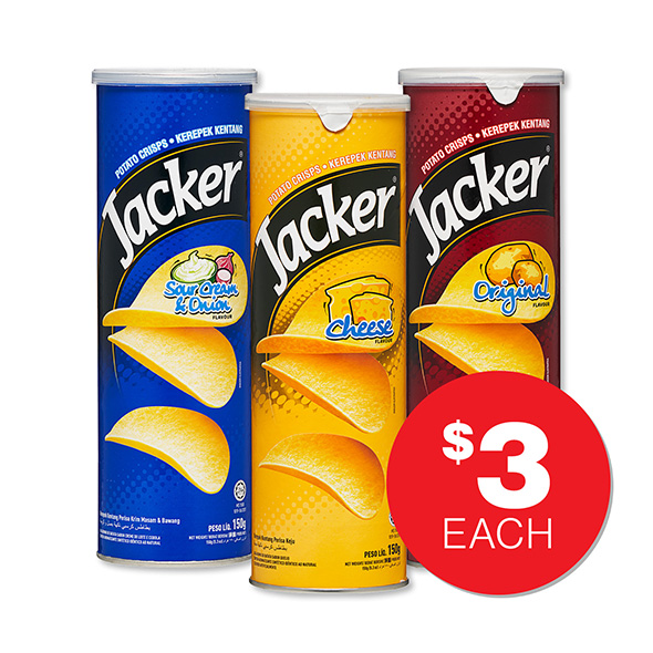 Jacker Potato Crips Assorted 150g $3ea