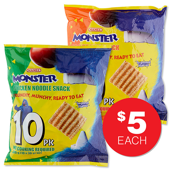 Mamee Noodle Snack Assorted 10pk 300g $5ea