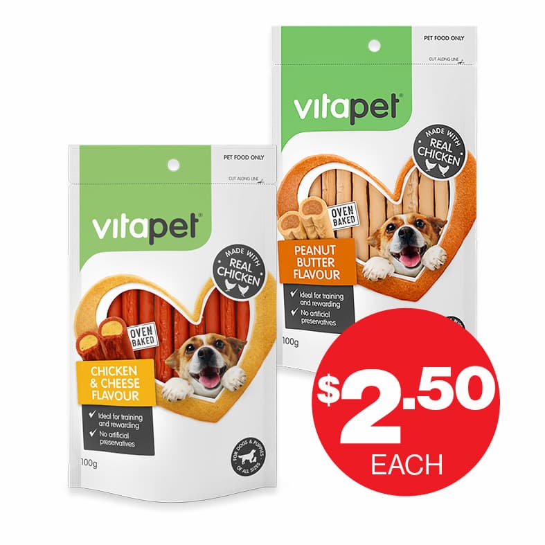 Vita Pet  Sticks Assorted 100g  $2.50ea
