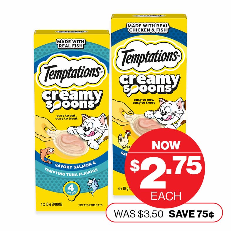 Temptations Assorted 4x10g  NOW $2.75ea WAS $3.50 SAVE 75¢ea Offer ends 4/11/25