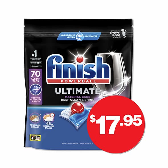 Finish Ultimate  Material Care Dishwashing Tablets 70pk  $17.95