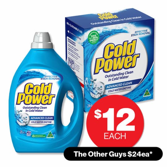 Cold Power Laundry Powder  2kg or Liquid 2L  $12.00ea The Other Guys $24ea*
