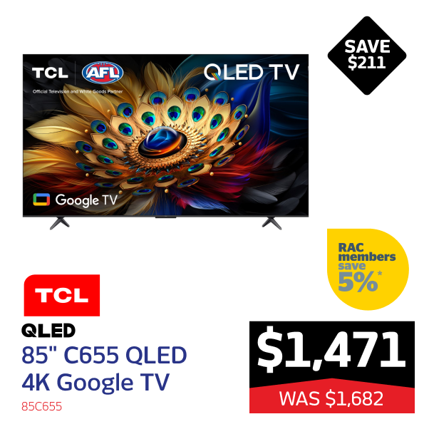 TCL 85" C655 QLED 4K Google TV 2024