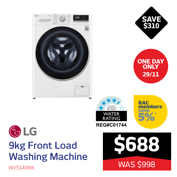 LG 9kg Front Load Washing Machine