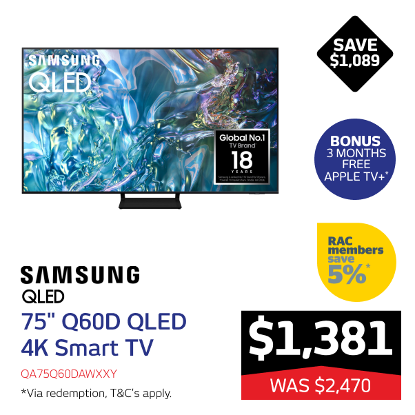 Samsung 75" Q60D QLED 4K Smart TV 2024