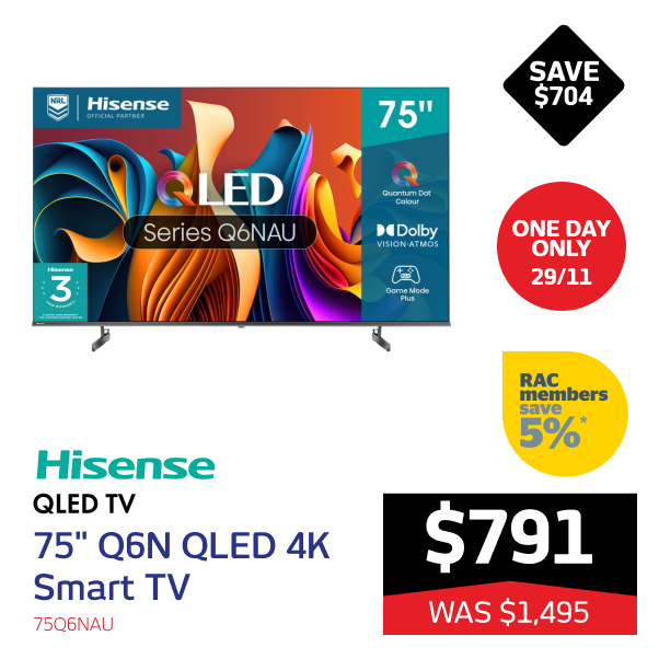 Hisense 75" Q6N QLED 4K Smart TV [2024]