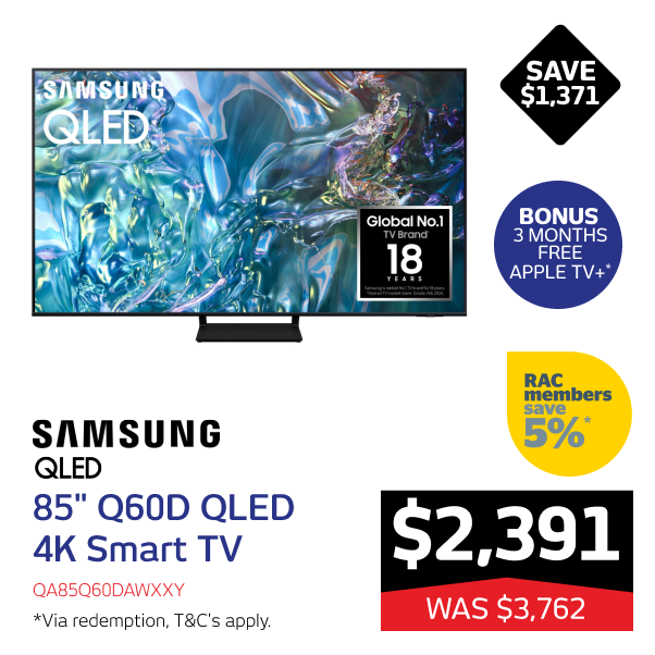 Samsung 85" Q60D QLED 4K Smart TV 2024