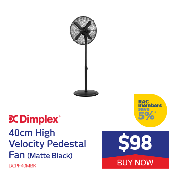 40cm High Velocity Pedestal Fan (Matte Black)