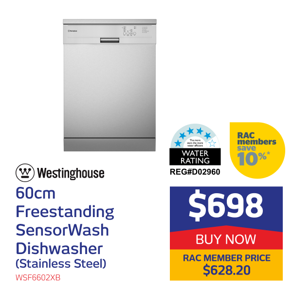 Westinghouse 60cm Freestanding SensorWash Dishwasher