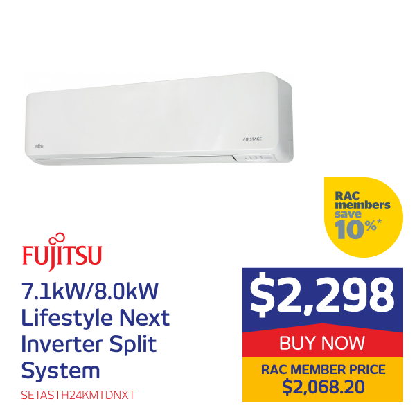 Fujitsu 7.1kW/8.0kW Lifestyle Next Inverter Split System