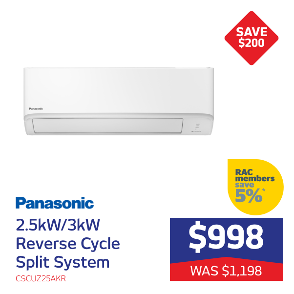 Panasonic 2.5kW/3kW Reverse Cycle Split System