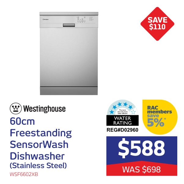 Westinghouse 60cm Freestanding Dishwasher