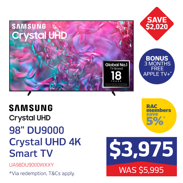 Samsung 98" DU9000 Crystal UHD 4K Smart TV