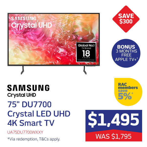 Samsung 75" DU7700 Crystal LED UHD 4K Smart TV