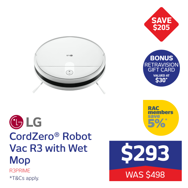 LG CordZero Robot Vac R3 with Wet Mop