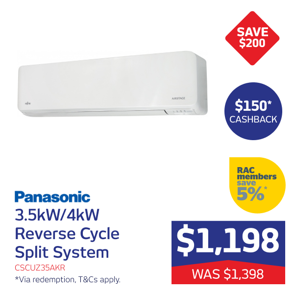 Panasonic 3.5kW/4kW Reverse Cycle Split System