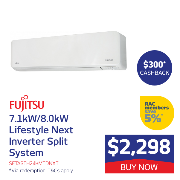 Fujitsu 7.1kW/8.0kW Lifestyle Next Inverter Split System