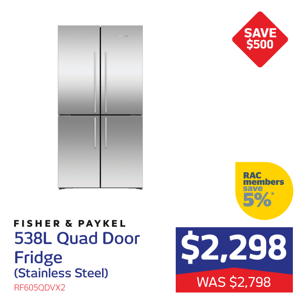 Fisher & Paykel 538L Quad Door Fridge