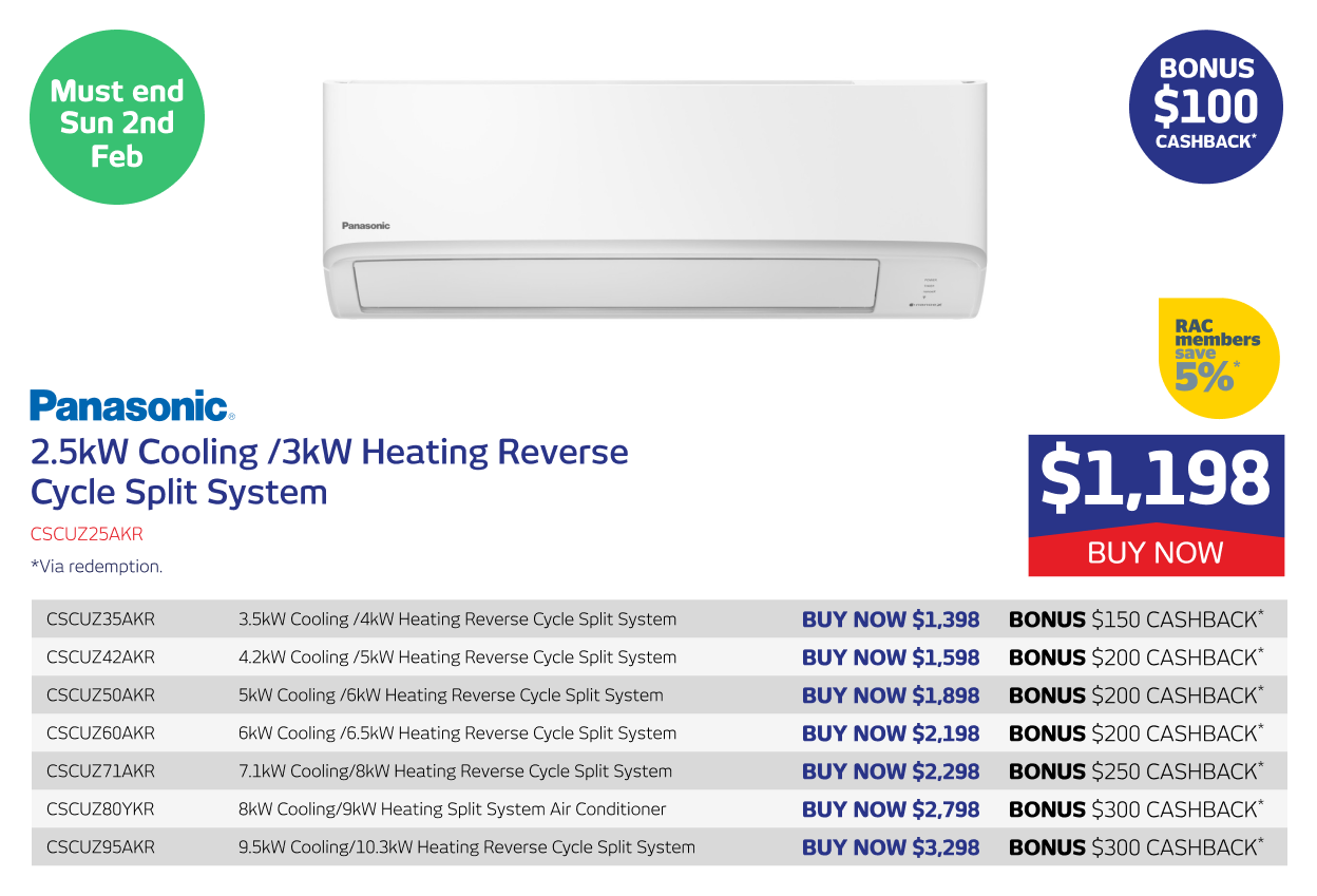 Panasonic Reverse Cycle Split System AC